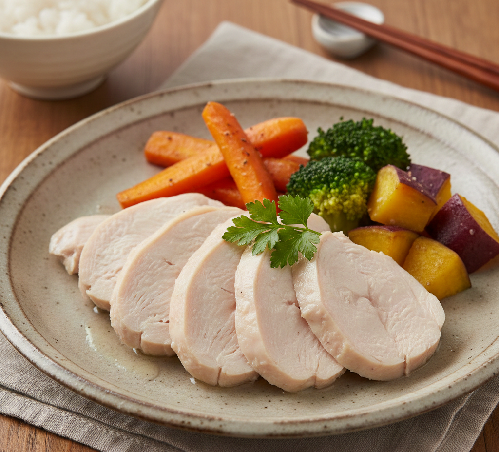 鶏むね肉の塩麹しっとり蒸し